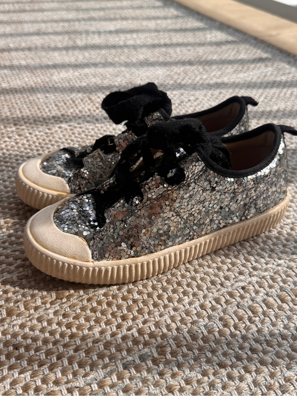 Zara silver sequin sneakers US1